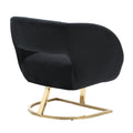 Coolmore Upholstered Tufted Living Room Chair Textured Linen Fabric Accent Chair With Metal Stand Black Velvet