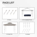 Outsunny 12' X 12' Pop Up Canopy Tent With Netting And Carry Bag, Instant Sun Shelter With 137 Sq.Ft Shade, Tents For Parties, Height Adjustable, For Outdoor, Garden, Patio, Beige And Brown Multicolor Steel