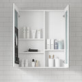 30'' W X 36'' H Bathroom Mirror Medicine Cabinet Wooden Door Medicine Cabinets For Bathroom, Wall Mounted Recessed Or Surface, Bathroom Mirror With Storage White Engineered Wood