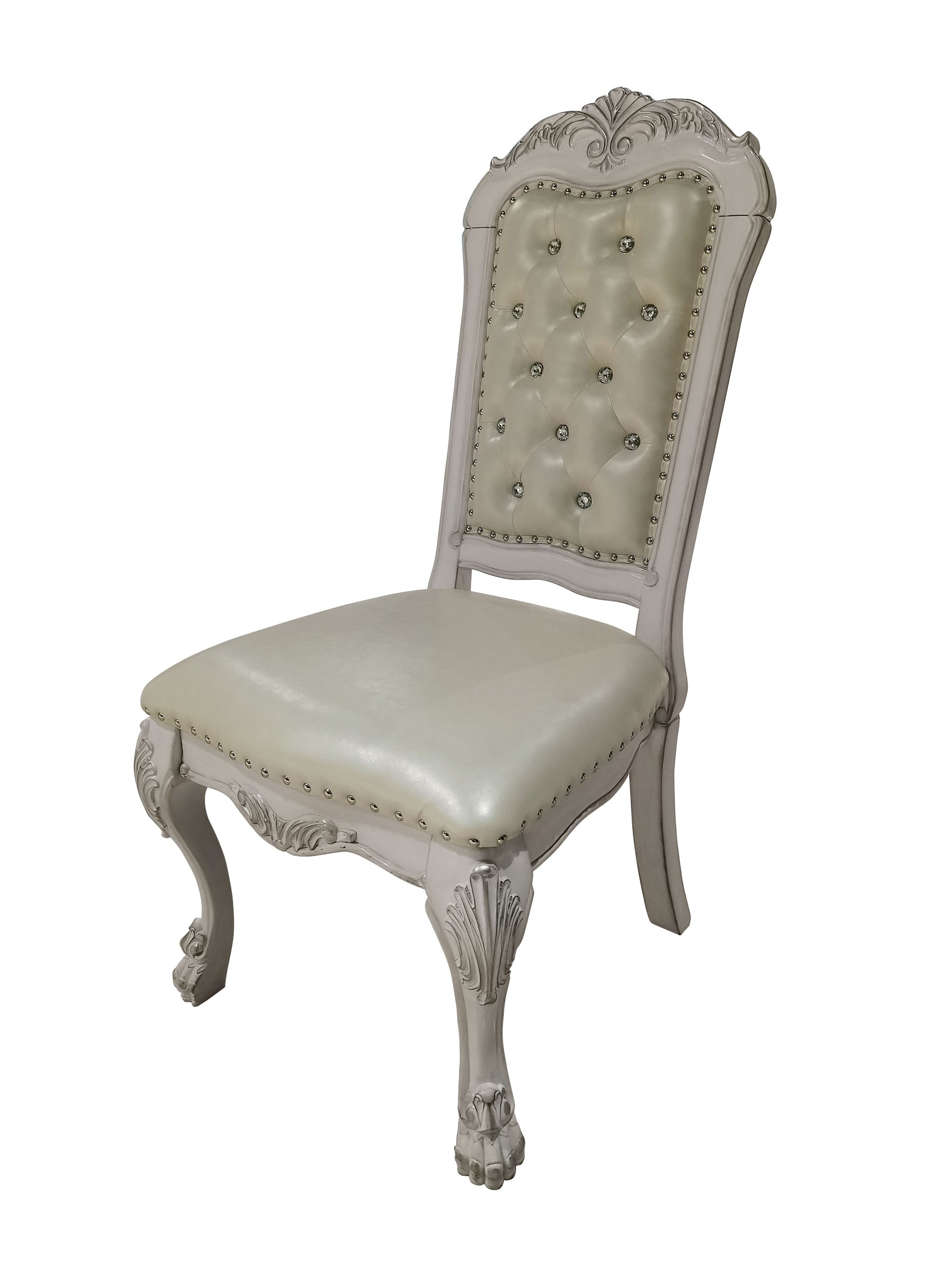 Ivory And Bone White Side Chair With Button Tufted Set Of 2 Solid Ivory Dining Room Contemporary Side Chair Tufted Back Set Of 2 Faux Leather