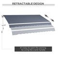 Outsunny 12' X 10' Retractable Awning Patio Awnings Sun Shade Shelter With Manual Crank Handle, 280G M Uv & Water Resistant Fabric And Aluminum Frame For Deck, Balcony, Yard, Charcoal Gray Gray Aluminum