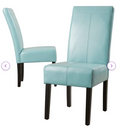 Pertica Kd Dining Chair2Pcs Set Teal Blue Leather