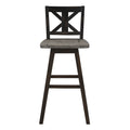 Pub Height Chairs Set Of 2, Distressed Gray And Black 360 Degree Swivel Chair Solid Rubberwood Furniture, X Back Bar Chairs Black Gray Dining Room Rustic Cross Back Solid Wood