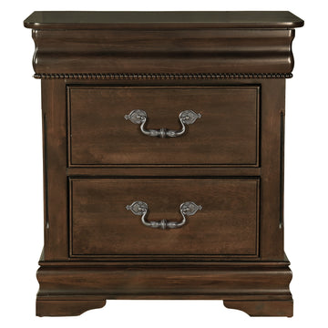 Classic Dark Cherry Finish Nightstand, Hidden Drawer, Traditional Bedroom Furniture 1Pc Bedside Table Cherry 2 Drawers Bedroom Wood