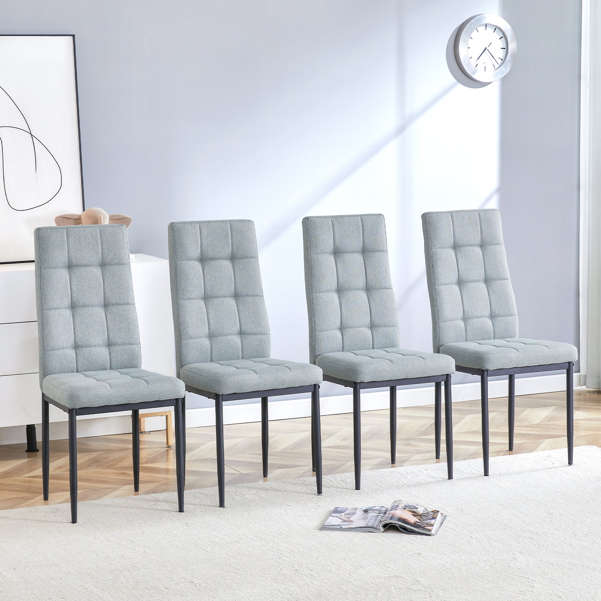 63" Modern Style 6 Piece Dining Table With 4 Chairs & 1 Bench, Table With Marbled Veneers Tabletop And V Shaped Table Legs White Metal Grey White Modern Rectangular Mdf Mdf