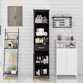 Double Door Narrow Height Slim Floor Standing Cabinet With 2 Adjustable Shelves Black Black Mdf