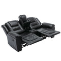 Home Theater Recliner Set Manual Recliner Chair With Wide Armrest, Two Built In Cup Holders For Living Room,Bedroom, Black Old Sku:Sg000760Aab Black Foam Pu Leather