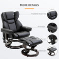 Homcom Massage Recliner Chair With Ottoman Footrest, 10 Vibration Points, 360 Swivel Reclining Chair, Faux Leather Living Room Chair With Side Pocket And Remote Control, Black Black Wood Metal