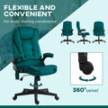 Homcom 6 Point Vibrating Massage Office Chair With Heat, Velvet High Back Executive Office Chair With Reclining Backrest, Padded Armrests And Remote, Dark Green Dark Green Polyester