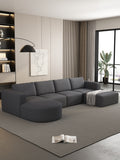 133.84*70.86 Modular Sectional Sofa Sleeper Couch, Sectional Sofa With Chaise And Ottoman, Convertible U Shaped Modular Sofa Set. Compressed Sponge, Dark Grey. Combo 2A B C D Dark Grey Primary Living Space Soft Minimalist,Modern Foam Spring 6 Seat