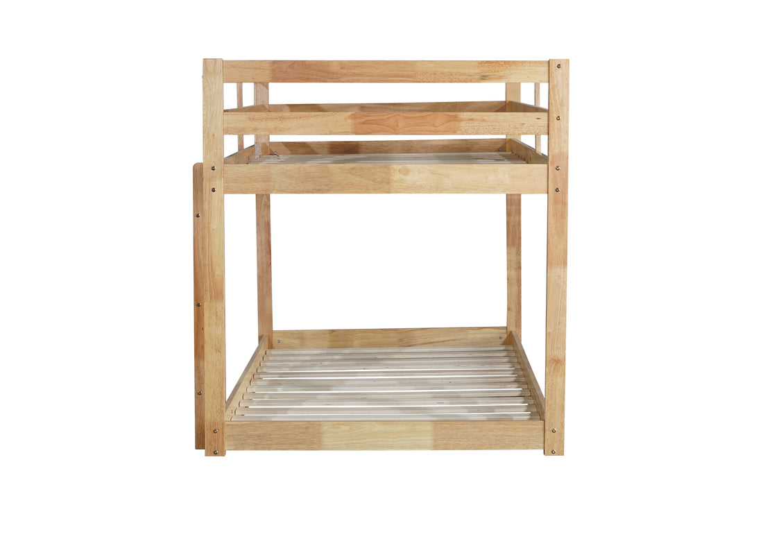 Solid Woodensolid Rubber Wooden Twin Over Twin Loft Bed With Ladder ,Upper And Bottom Bed Platforms Crafted With Strengthened Slats ,Natural Twin Natural Rubber Wood