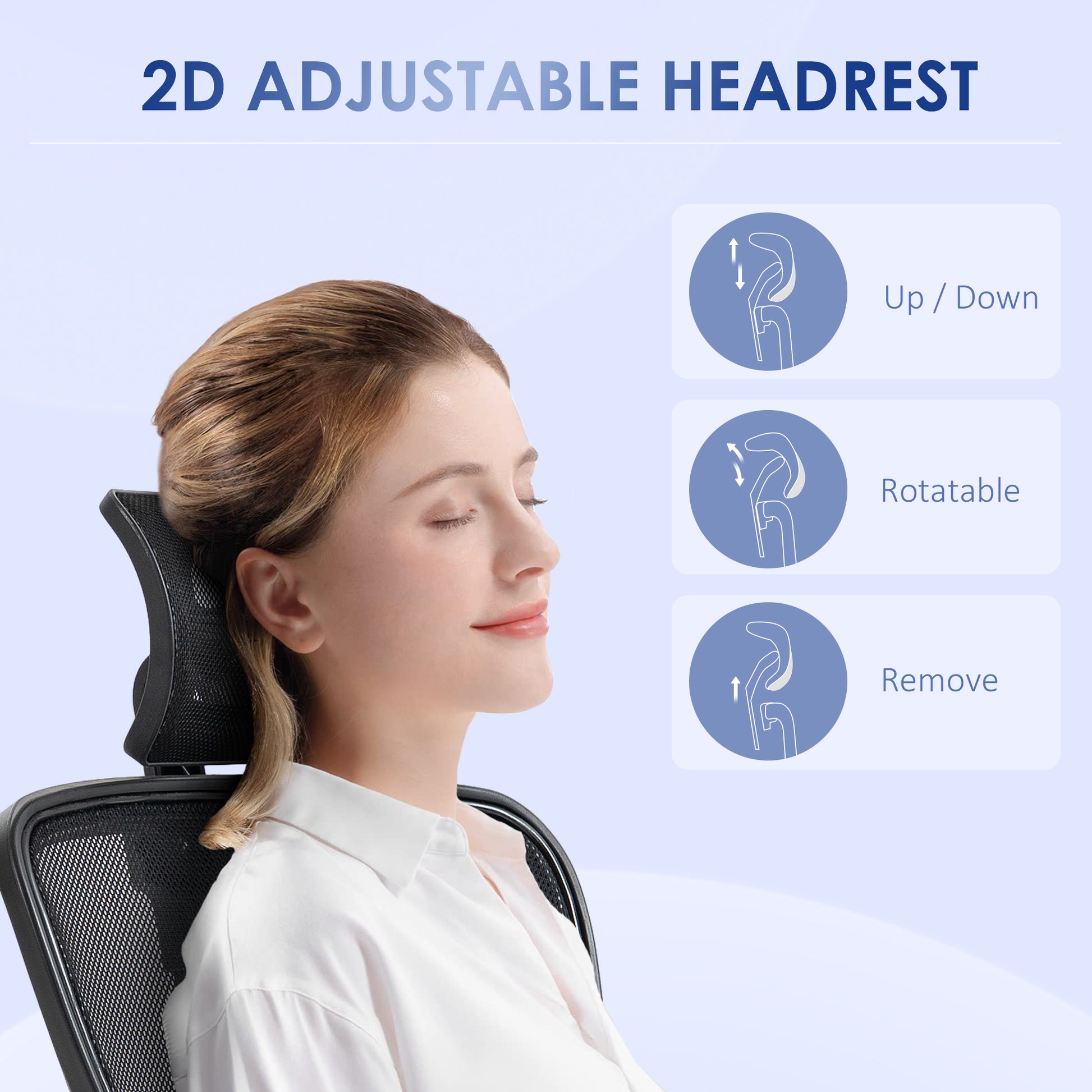Vinsetto High Back Ergonomic Computer Home Office Chair, Mesh Task Chair With Lumbar Back Support, Reclining Function, Adjustable Headrest, Arms And Height, Black Black Polyester