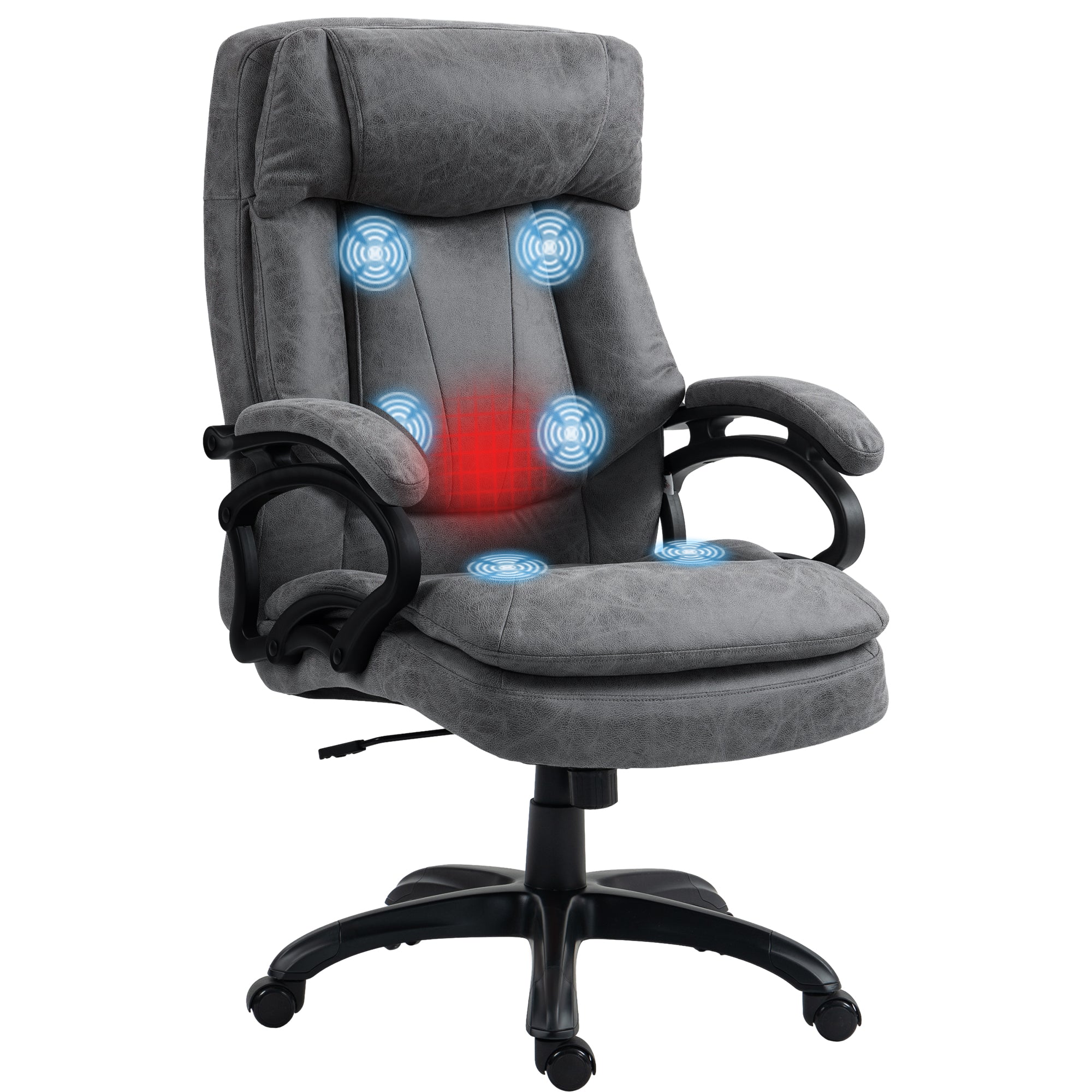 Homcom 6 Point Vibration Massage Office Chair With Heat, Charcoal Gray Charcoal Polyester