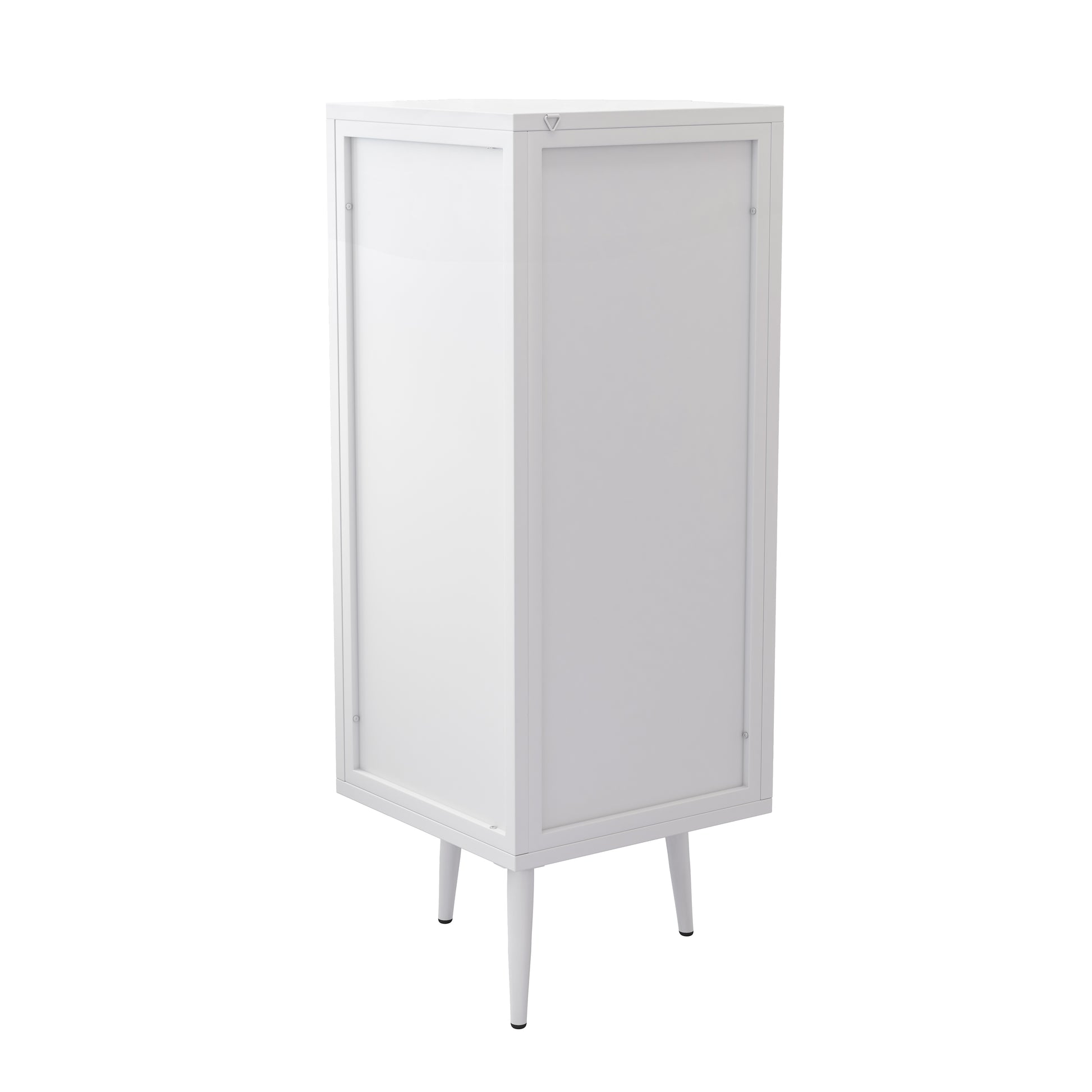 22.25'' Floor Coner Cabinet,Three Tiers With Tempered Glass Doors And Storage Shelves For Bathroom, Living Room And Bedroom White White Glass Metal