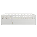 Full Size Floor Bed, Integral Construction With Super High Security Barrier, Door, Children'S Floor Bed Frame, Montessori Wooden Children'S Floor Bed, White Box Spring Required Full White Wood Brown Bedroom American Design,Artsy Pine Bed Frame Pine