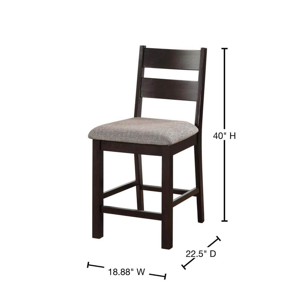 Dining Chairs Padded Fabric Seat Set Of 2Pc Side Chair Ladder Back Kitchen Dining Room Espresso Color Espresso,Gray Dining Room Classic,Contemporary,Modern,Transitional Dining Chairs Rubberwood