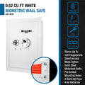 White Biometric Wall Safe White Steel