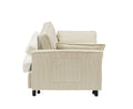 54.30 Inch Double Upholstered Broaching Machine, Plank Support, Upholstered Frame Broaching Machine, Twin Bed, Beige Beige Corduroy 2 Seat
