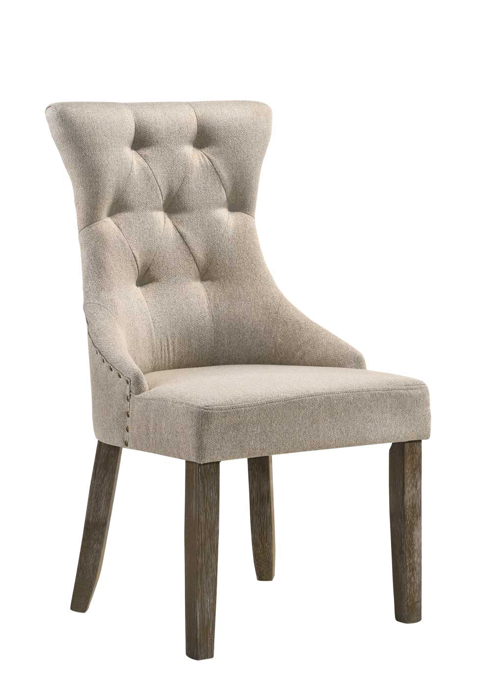 Gabrian Two Tone Beige Fabric & Reclaimed Gray Finish Side Chair Set Of 2 Beige,Gray Fabric,Synthetic Wood