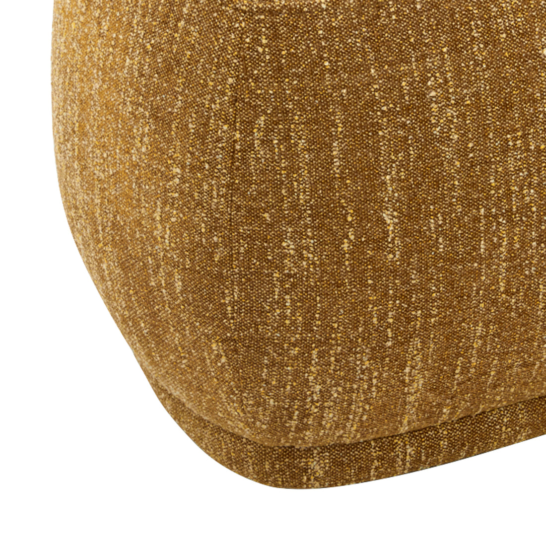 Pebble 26" Rounded Triangle Cocktail Ottoman, Mustard Yellow Tweed Yellow Foam Fabric