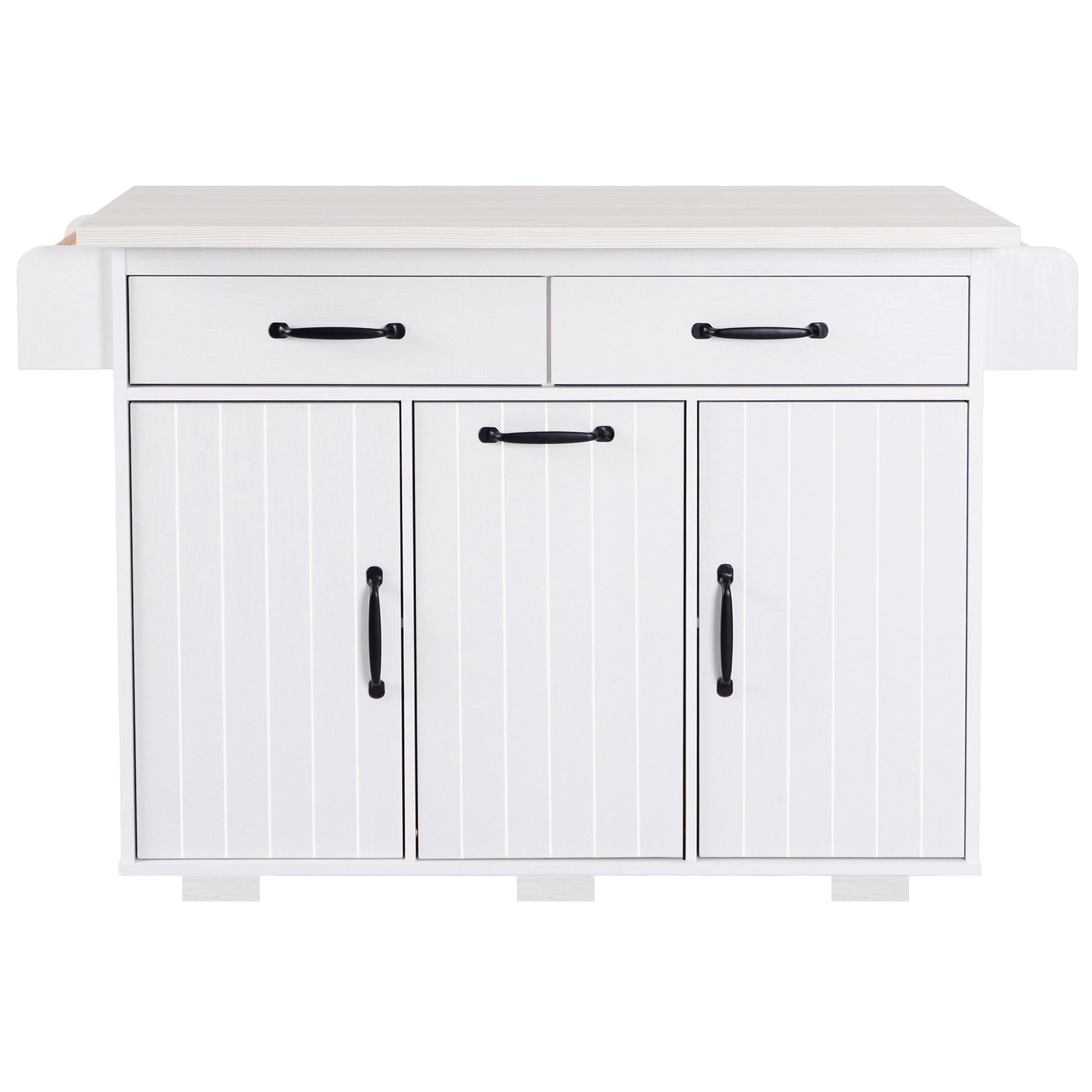 K&K Kitchen Island With Trash Can Storage Cabinet, Kitchen Cart With Drop Leaf, Spice Rack, Towel Rack And Drawer, Rolling Kitchen Island On Wheels With Adjustable Shelf, White Ameican White Oak