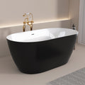 51 Inch Acrylic Freestanding Bathtub Contemporary Soaking White Tub With Overflow And Pop Up Drain Matte Black Matte Black Oval Bathroom Freestanding Tubs Polished Less Than 59 In Contemporary,Modern Soaking Center Fiberglass Acrylic