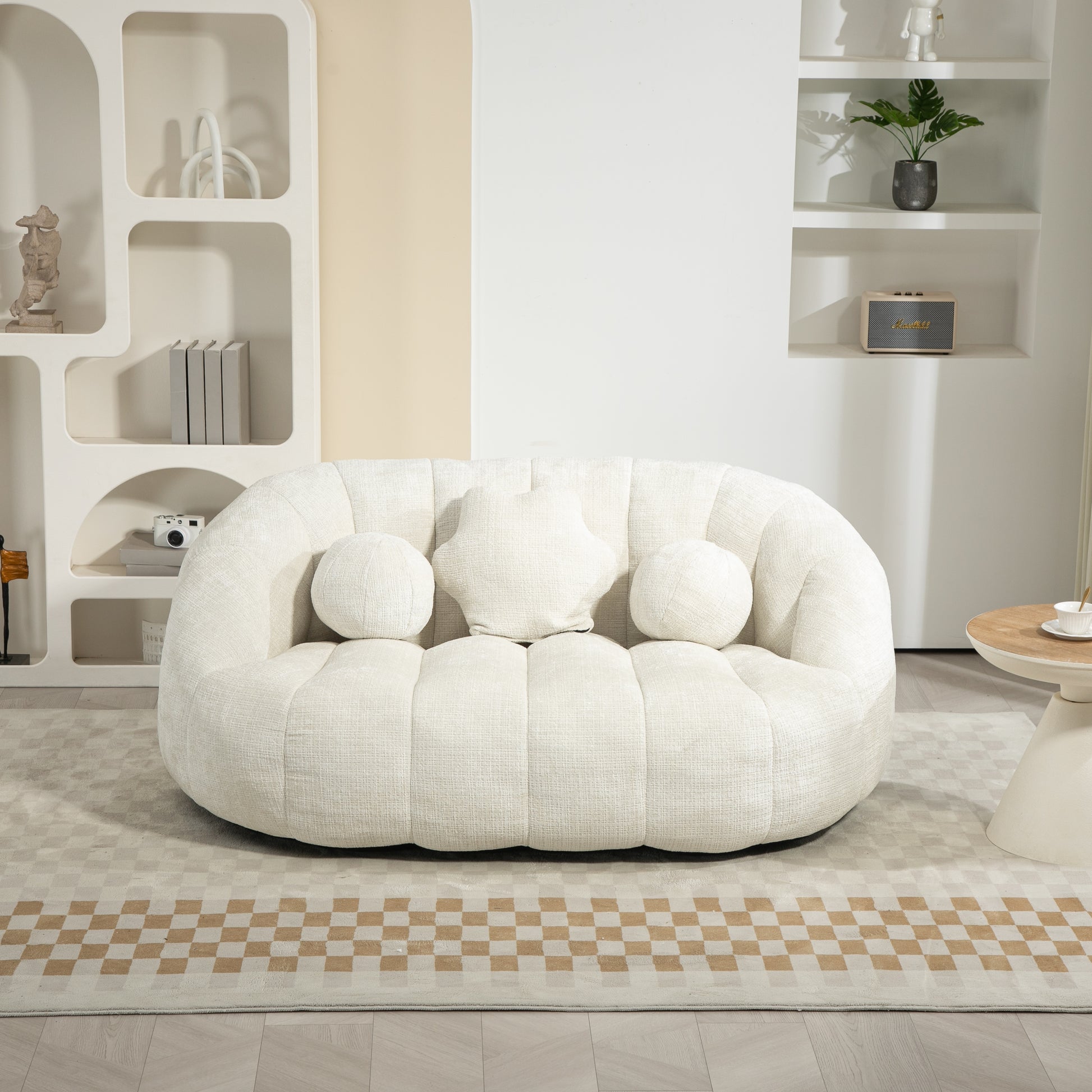 Coolmore Bean Bag Sofa Lazy Sofa Durable Comfort Lounger High Back Bean Bag Chair Couch For Adults And Kids, Indoor & Outdoor, Accent Floor Soft Lounge Chair White Chenille White Primary Living