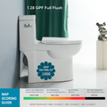 1.28 Gpf One Piece Toilet Single Flushwater Saving Elongated Comfort Height Floor Mounted, Soft Closing Seat, 1000 Gram Map Flushing Score Toilet, Gloss White 23T03 Gw White Ceramic