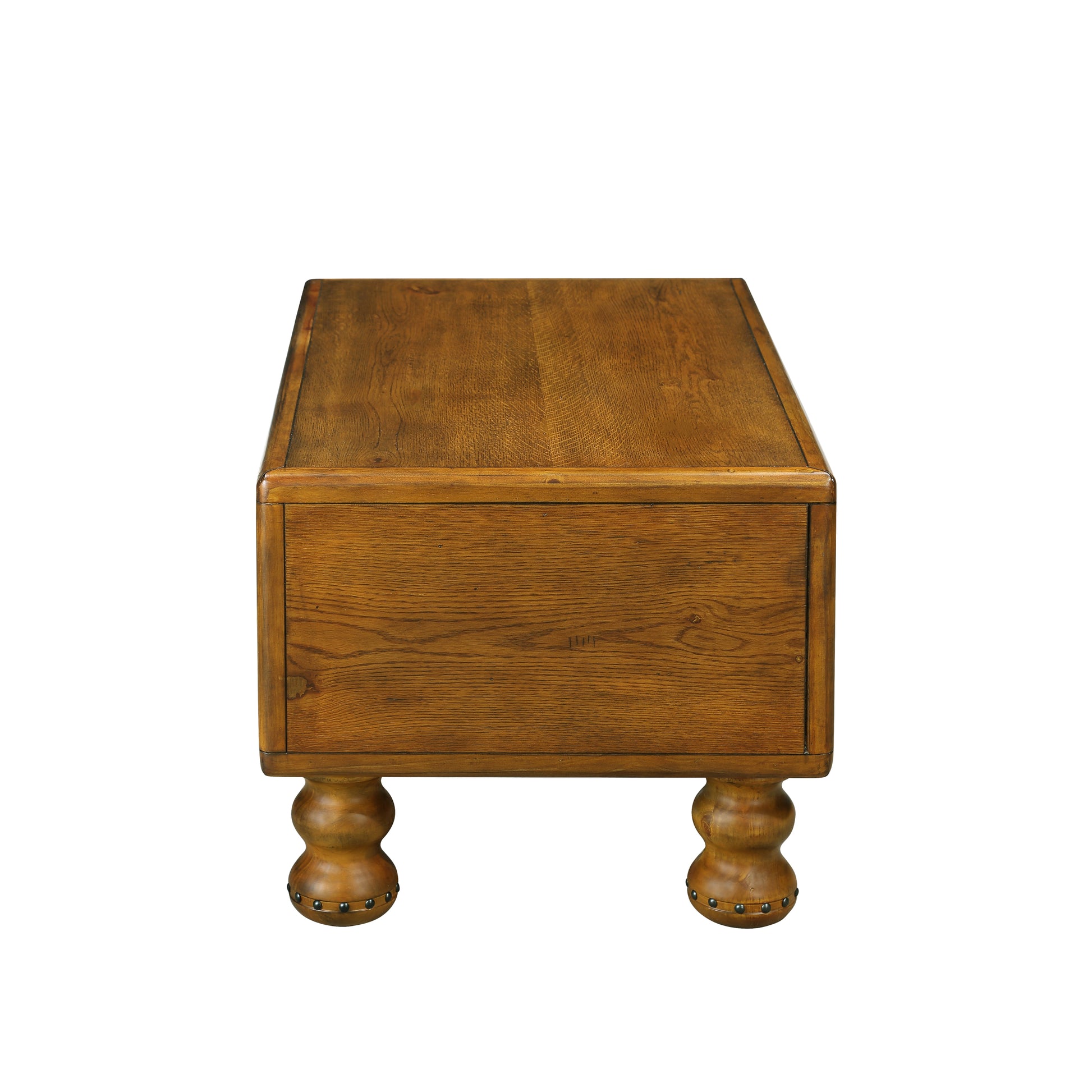 Rectangle Living Room Coffee Table Set, 3 Piece Solid Wood Living Room Table Set, 1 Coffee Table And 2 End Table, Wood Center Table Tea Table Set With Rivet Decoration Legs.Antique Brown Antique Brown Pine