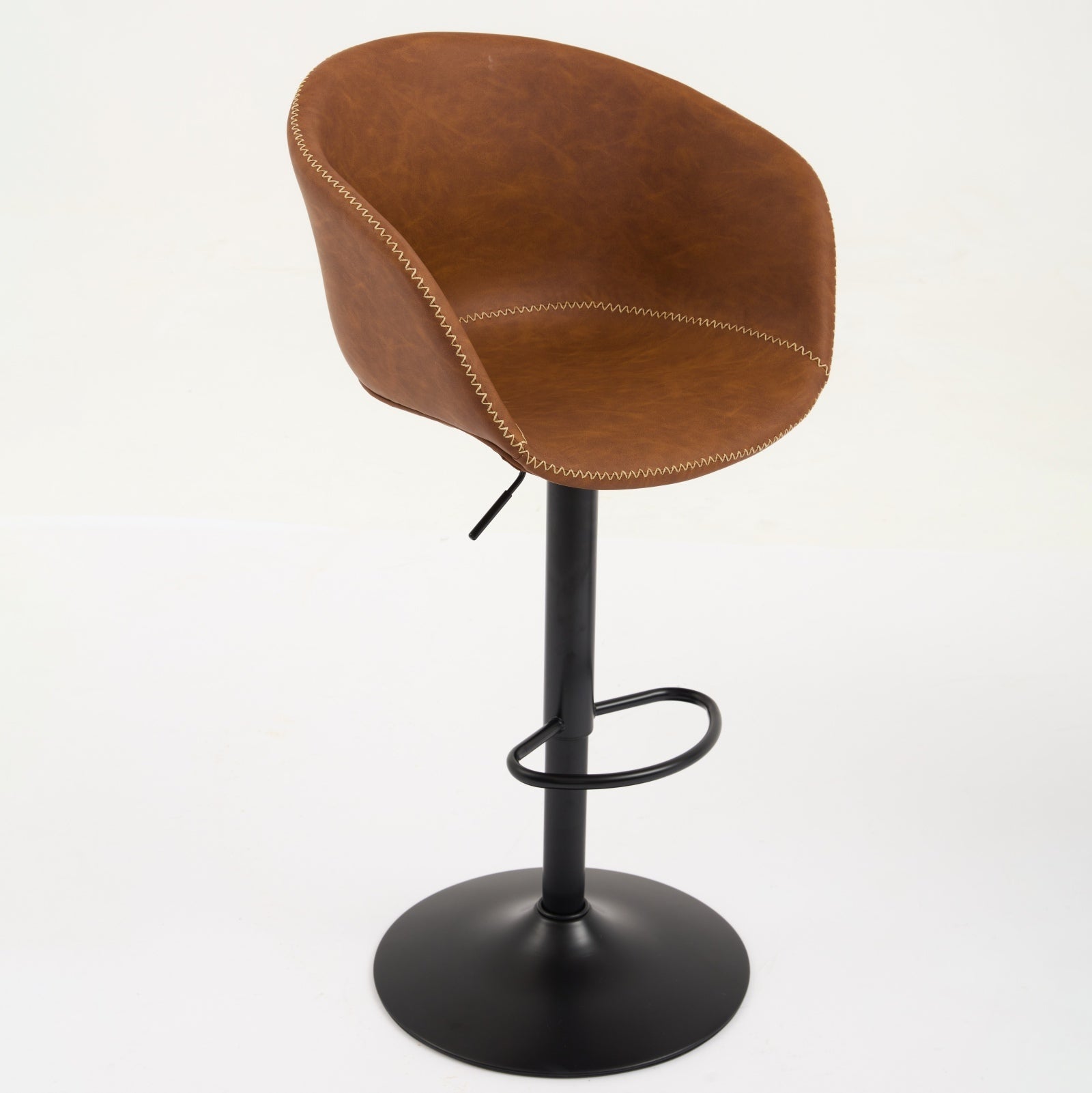 Adjustable Swivel Bar Stools, Mid Century Modern Pu Leather Upholstered Counter Height Bar Stool, Kitchen Island Barstools With Minimalism Style, 1 Chair 1Carton,Brown Brown Pu Mid Century Modern,Minimalist Bar Stools 1 Foam Pu Leather
