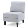 Armless Sofa Light Grey Fabric 1 Seat