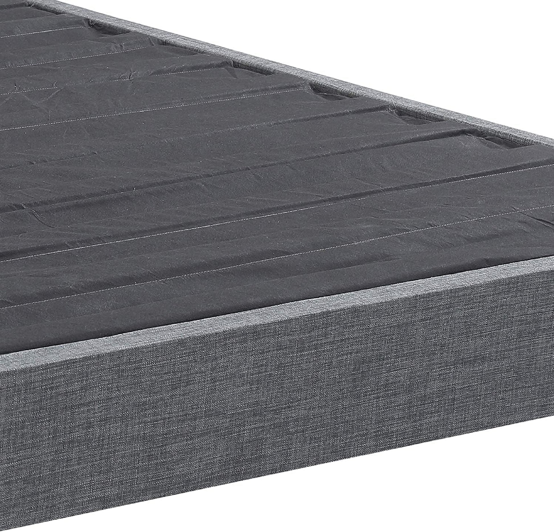 1Pc Contemporary Upholstered Platform Bed Queen Size Linen Like Polyester Fabric Steel Grey Wood Frame Bedroom Box Spring Not Required Queen Steel Gray Wood Primary Living Space Contemporary Bed Frame Polyester Wood