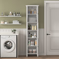 Bathroom Floor Storage Cabinet With 2 Doors Living Room Wooden Cabinet With 6 Shelves 15.75 X 11.81 X 66.93 Inch White Mdf