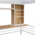 Full Size Loft Bed With Desk And Shelf, Loft Bed With Ladder,Full,White Full White Metal