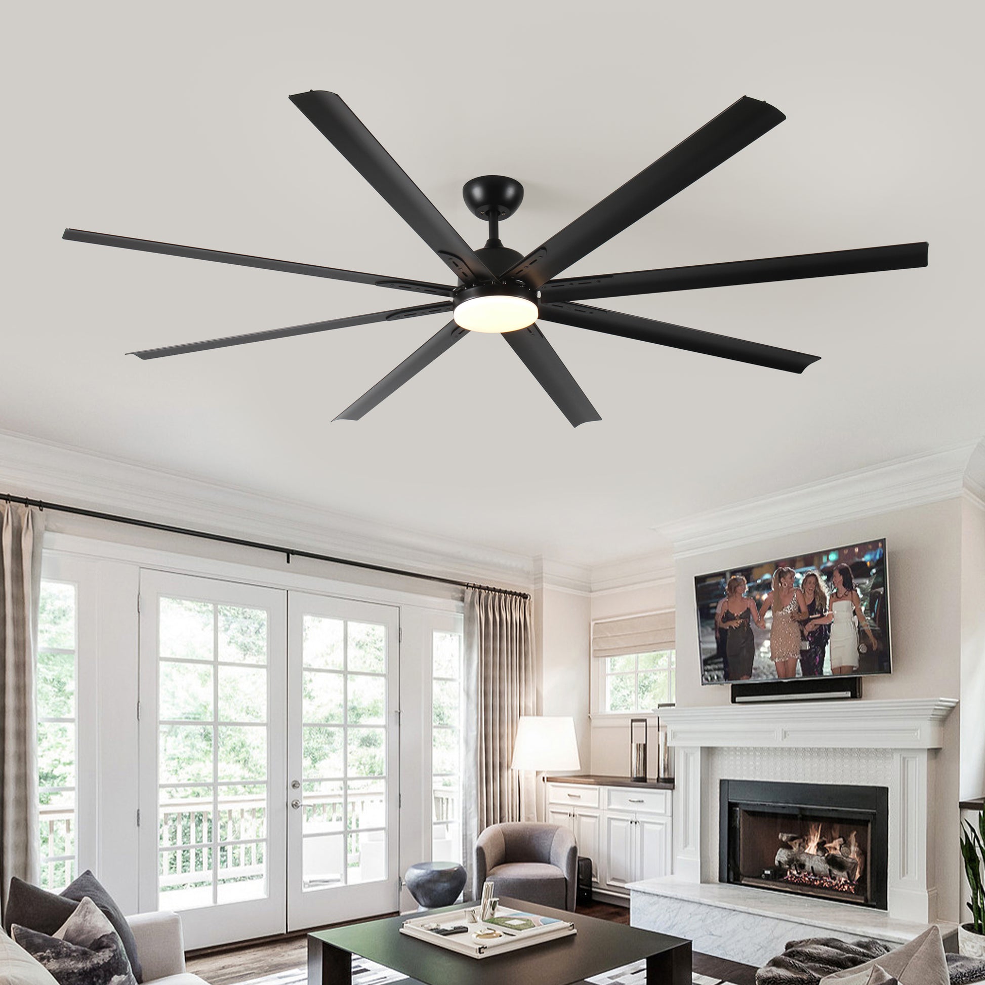 84 In Super Large Black Ceiling Fan With Remote Control Black American Design Aluminium Aluminium