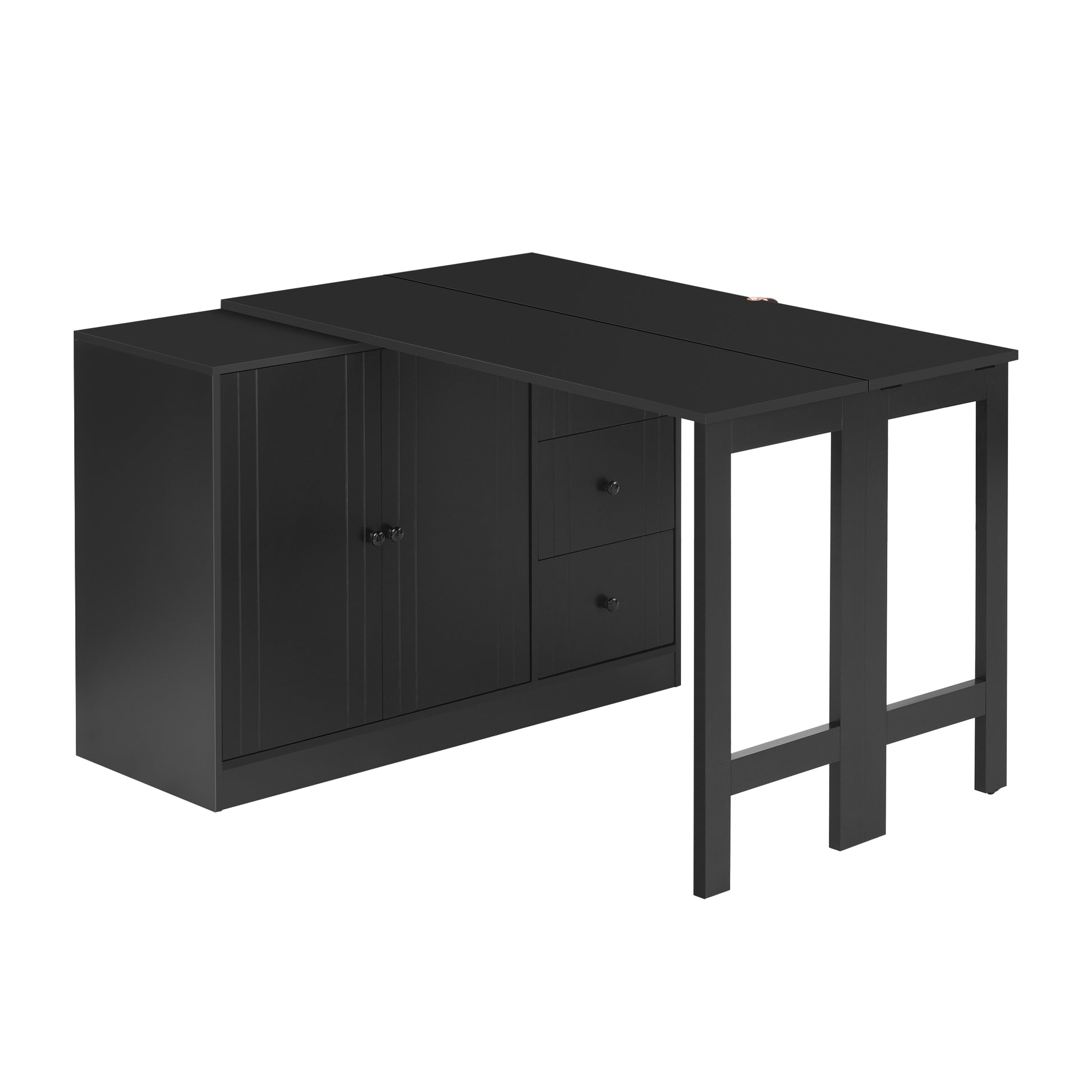 Innovative Sideboard That Effortlessly Converts Into A Dining Table And Adjustable Pull Out Top For Flexible Use,Suitable For Study,Entrance And Living Room Black Primary Living Space American