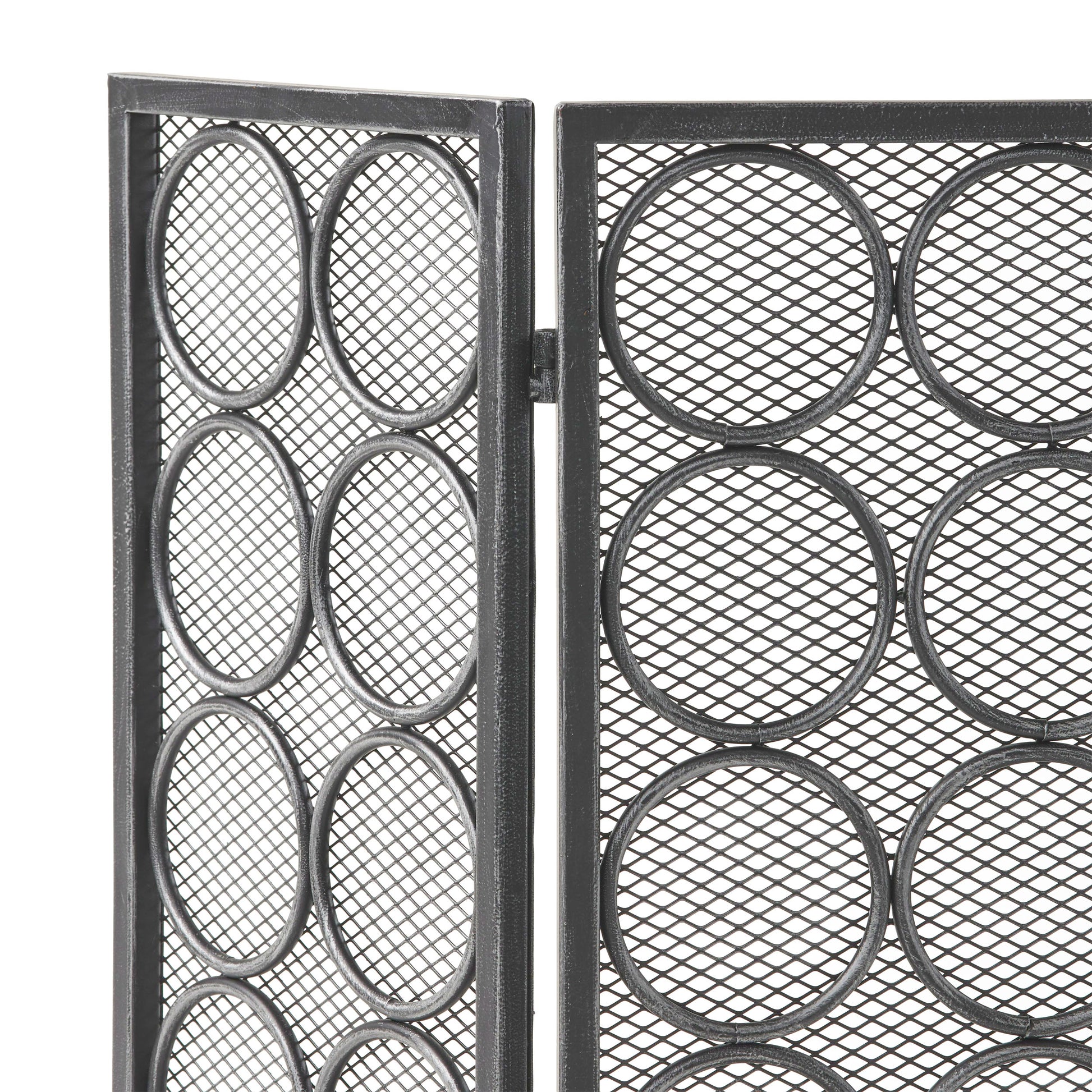 Fire Screen Black Silver Iron