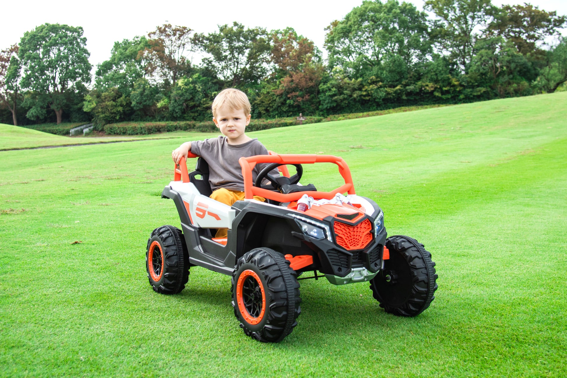 Ride On Car, Kids Electric Utv Car, Tamco Riding Toys For Kids With Remote Control Amazing Gift For 3 6 Years Boys Girls White Light Orange 50 99 Lbs Plastic