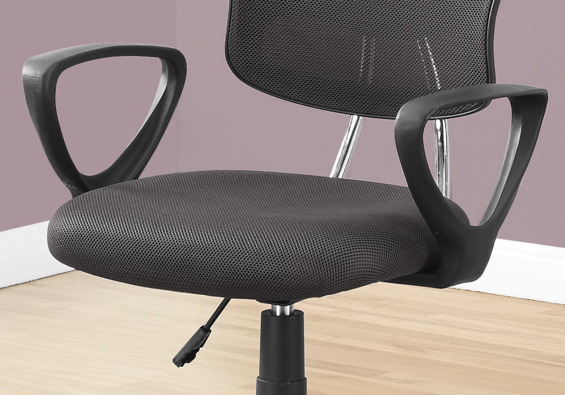 Office Chair, Adjustable Height, Swivel, Ergonomic, Armrests, Computer Desk, Work, Juvenile, Grey Mesh, Black Metal, Contemporary, Modern Grey Foam Polyester