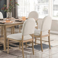 Natural Finish Dining Side Chairs Set Of 2, Beige Fabric Upholstered Seat Back Classic Luxury Dining Room Furniture Beige Dining Room Classic Set Of 2 Wood
