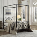 Black Finish Twin Platform Bed Canopy Metal Frame Modern Traditional 1Pc Box Spring Not Required Twin Black Metal Bedroom Canopy Metal