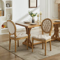 French Style Solid Wood Frame Antique Painting,Hand Pulled Buckle Decoration Velvet Artificial Leather Dining Chair With Trim ,Wood Legs,Steel Spring Inner,Set Of 2,Beige,Sw1739Bg Beige Dining Room American Design Dining Chairs Rubberwood Set Of 2 Foam