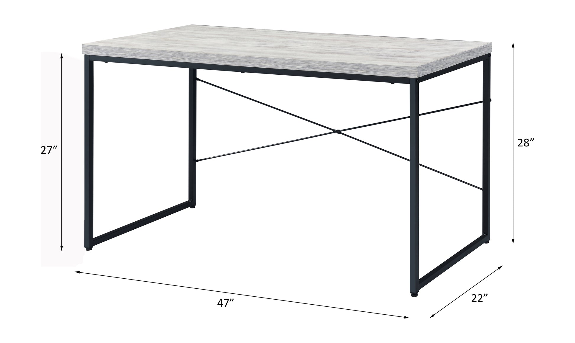 Bob Antique White & Black Finish Writing Desk Antique White,Black Metal,Synthetic Wood