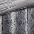 4Pc Faux Fur Comforter Set King Grey Polyester