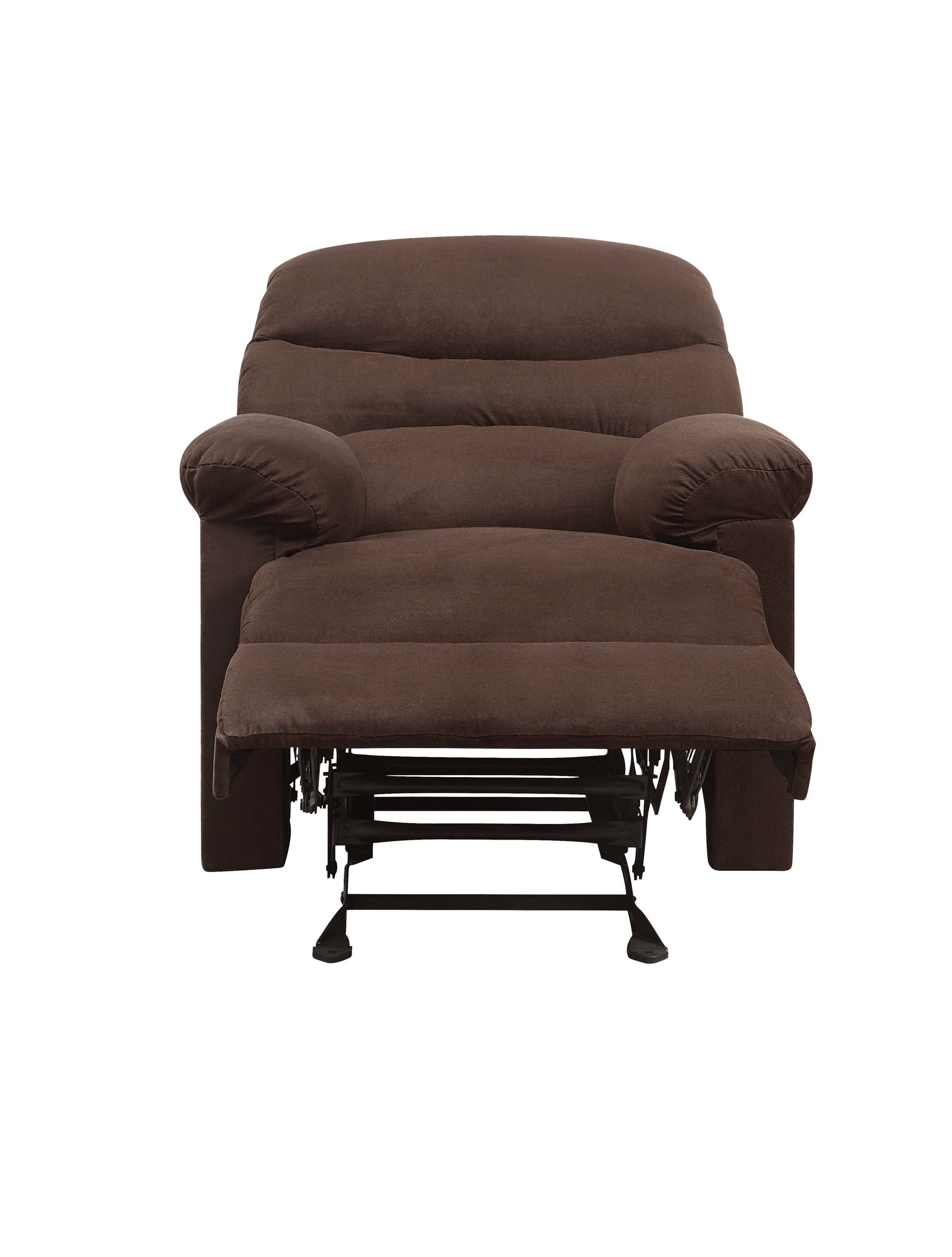 Chocolate Glider Recliner With Pillow Top Armrest Chocolate Microfiber Manual Handle Metal Primary Living Space Tight Back Handle Pillow Top Arms Fabric Metal