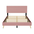 4 Pieces Bedroom Sets Queen Size Upholstered Bed Frame With Modern Corduroy Storage Ottoman And Nightstands,Pink Queen Pink 4 Piece Set Wood