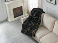 Luxury Chinchilla Faux Fur Gilded Black Throw Blanket 50