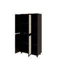 4 Door Cabinet With 4 Shelves With 4 Adjustable Inner Shelves, Storage Cabinet Black Mdf