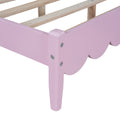 Full Size Wood Platform Bed Frame, Retro Style Bed With Rectangular Headboard,No Need Box Spring,Pink Full Pink Wood