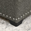 Sectional Sleeper Sofa With Storage Chaise For Living Room, Grey Linen Couch Antique Gray Wood Fabric 3 Seat